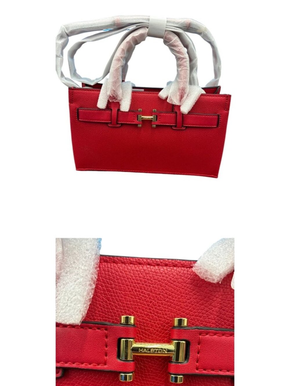 Halston Jerry Red Tote Bag NWT Faux Leather Top Handle Shoulder Bag MSRP $138